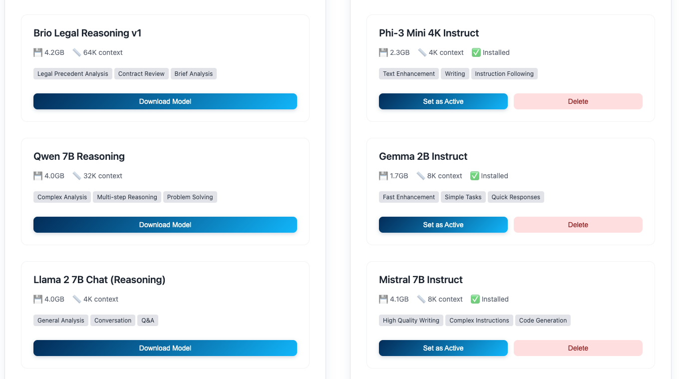 BrioDocs Model Management Interface